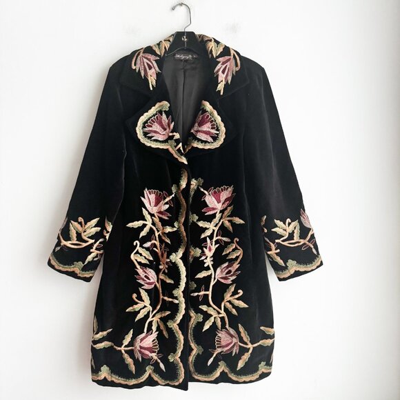 Unbranded Jackets & Blazers - Black Embroidered Velvet Coat - Mahogany